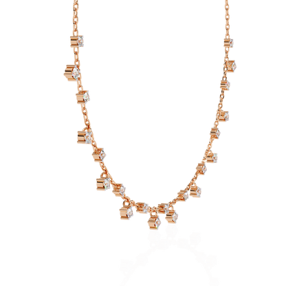 Round Cut natural & Lab Grown Diamond Art Deco Prong Set Antique Graduation Necklace for Her - HIGHCARAT DIAMONDS