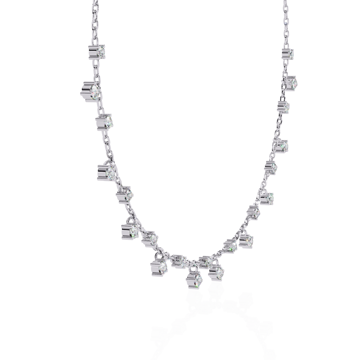 Round Cut natural & Lab Grown Diamond Art Deco Prong Set Antique Graduation Necklace for Her - HIGHCARAT DIAMONDS