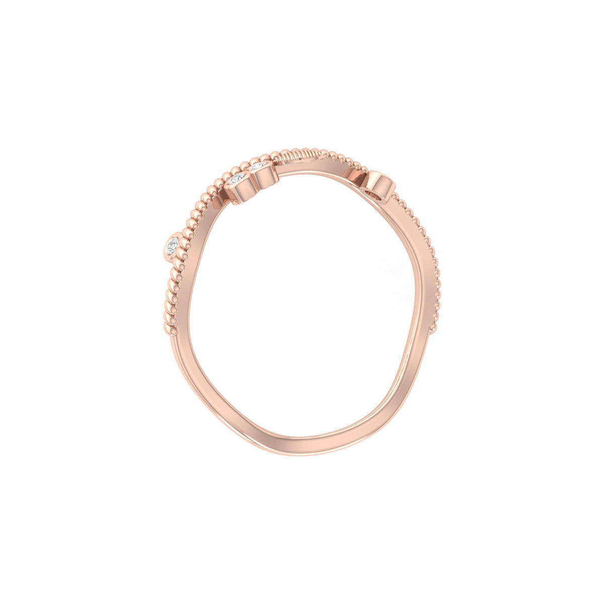 Round Diamond Daily Wear Fancy Ring Trendy Leaf Flower Band Ring In 14 KT Solid Gold - HIGHCARAT DIAMONDS
