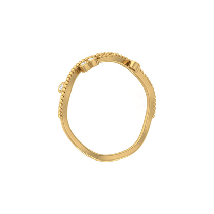 Round Diamond Daily Wear Fancy Ring Trendy Leaf Flower Band Ring In 14 KT Solid Gold - HIGHCARAT DIAMONDS