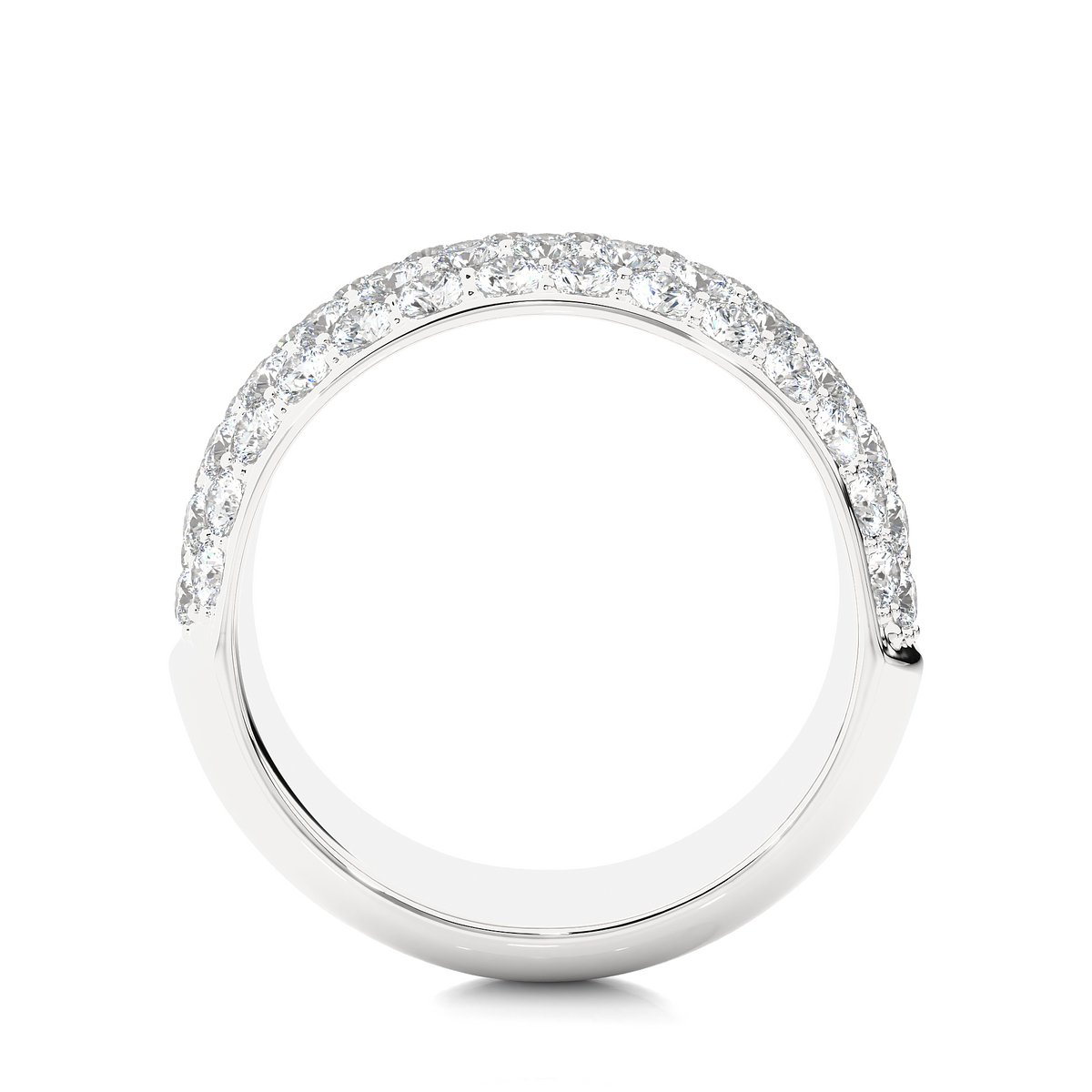 Elegant Round Diamond Half Eternity Band Ring in 18K Solid Gold For Special Occasions - HIGHCARAT DIAMONDS