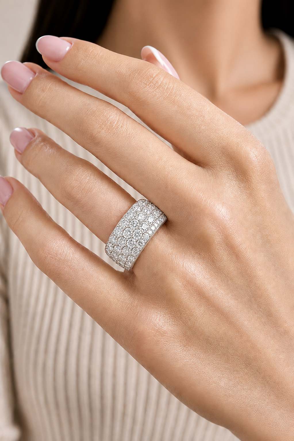 Elegant Round Diamond Half Eternity Band Ring in 18K Solid Gold For Special Occasions - HIGHCARAT DIAMONDS
