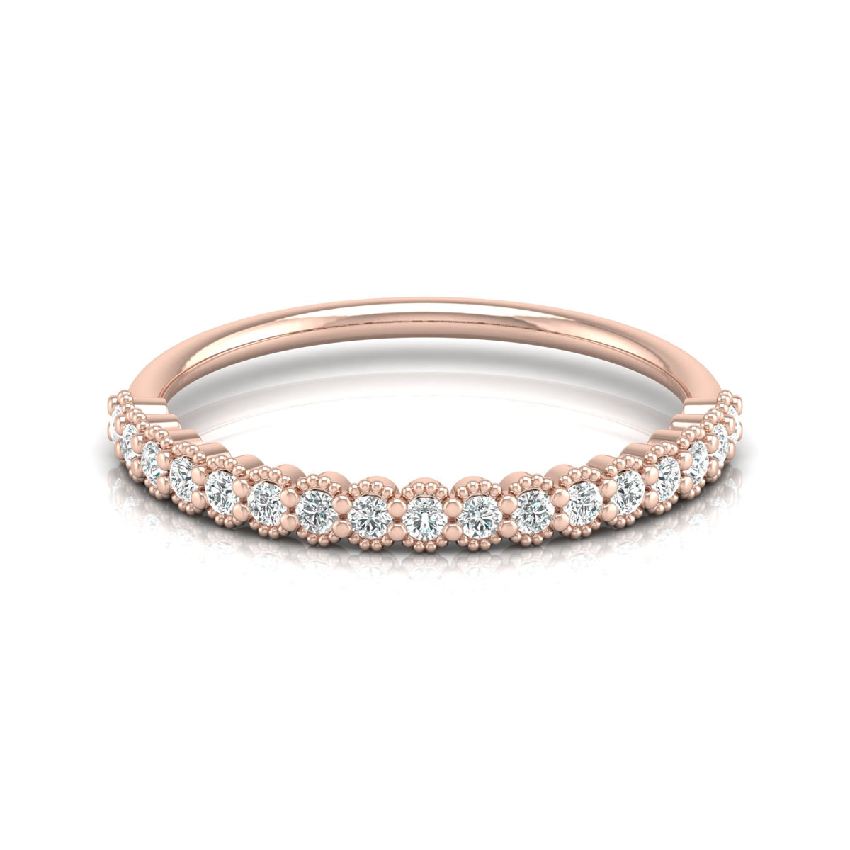 Affordable Round Diamond Half Eternity Wedding Band Gift for Women's in 14K Solid Gold - HIGHCARAT DIAMONDS
