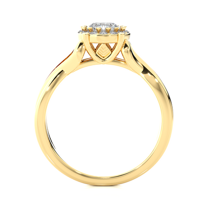 Round Diamond Lab Grown Split Shank Halo Engagement Ring - HIGHCARAT DIAMONDS
