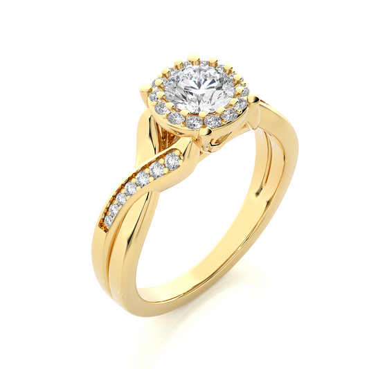 Round Diamond Lab Grown Split Shank Halo Engagement Ring - HIGHCARAT DIAMONDS
