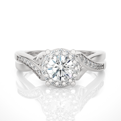 Round Diamond Lab Grown Split Shank Halo Engagement Ring - HIGHCARAT DIAMONDS