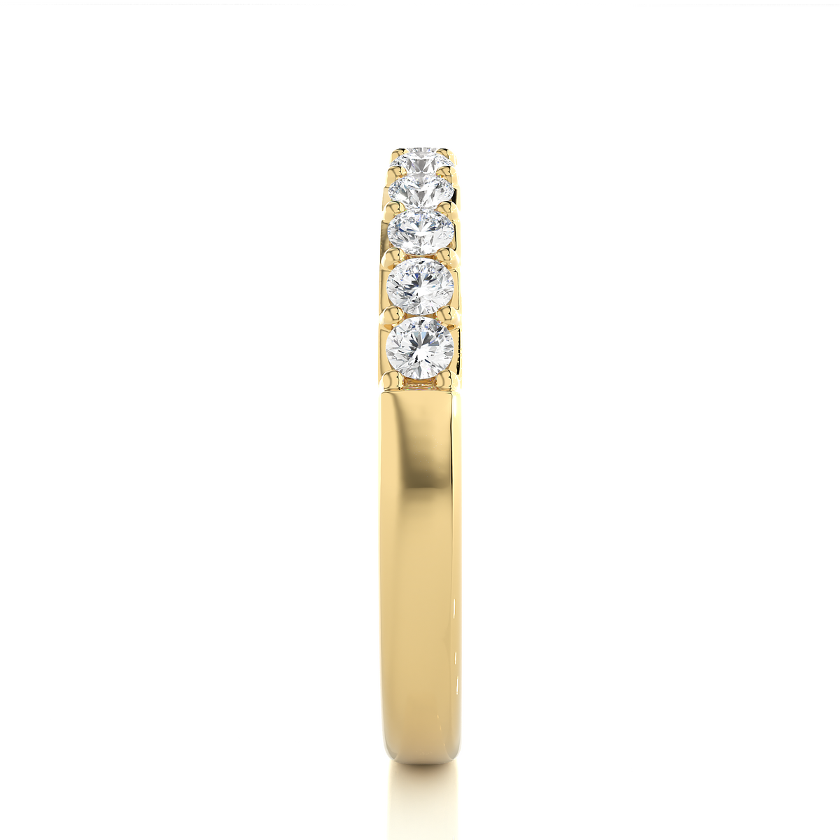 Elegant Round Diamond Band in 18KT Solid Gold With Shared Prong Half Eternity Style - HIGHCARAT DIAMONDS