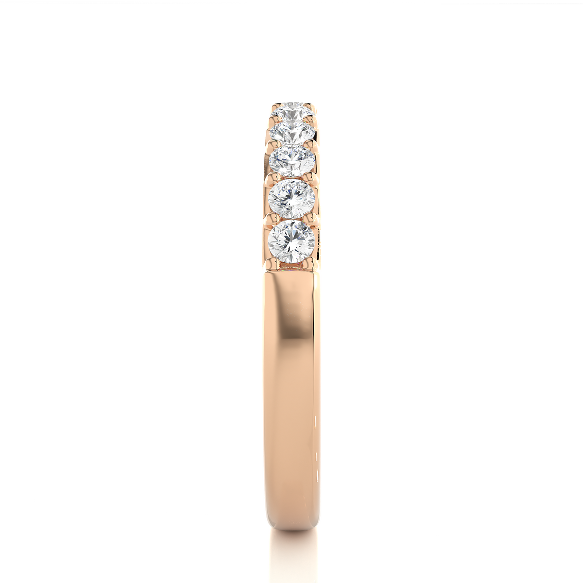 Elegant Round Diamond Band in 18KT Solid Gold With Shared Prong Half Eternity Style - HIGHCARAT DIAMONDS