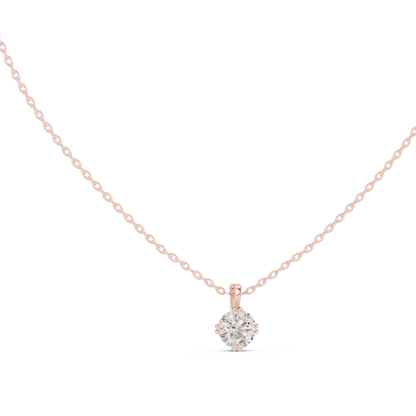 Round Cut Diamond Pendant In 14k Yellow Gold Minimalist Lab Grown Solitaire Necklace - HIGHCARAT DIAMONDS
