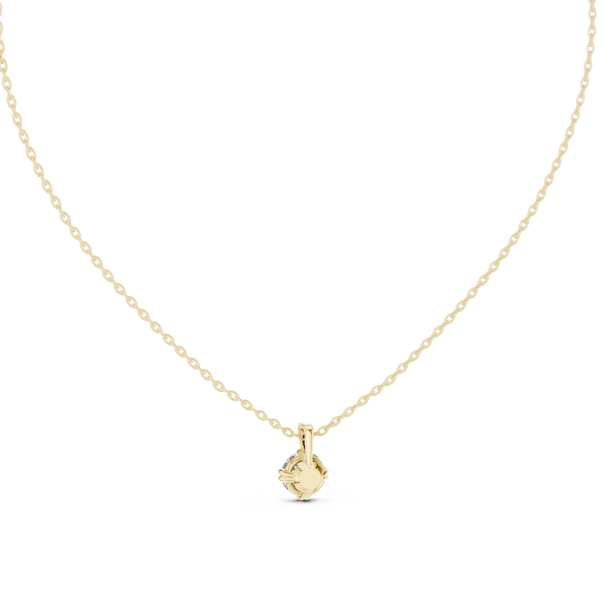 Round Cut Diamond Pendant In 14k Yellow Gold Minimalist Lab Grown Solitaire Necklace - HIGHCARAT DIAMONDS