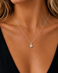 Round Double Prong Set Lab Grown Diamond Pendant Angled Perspective