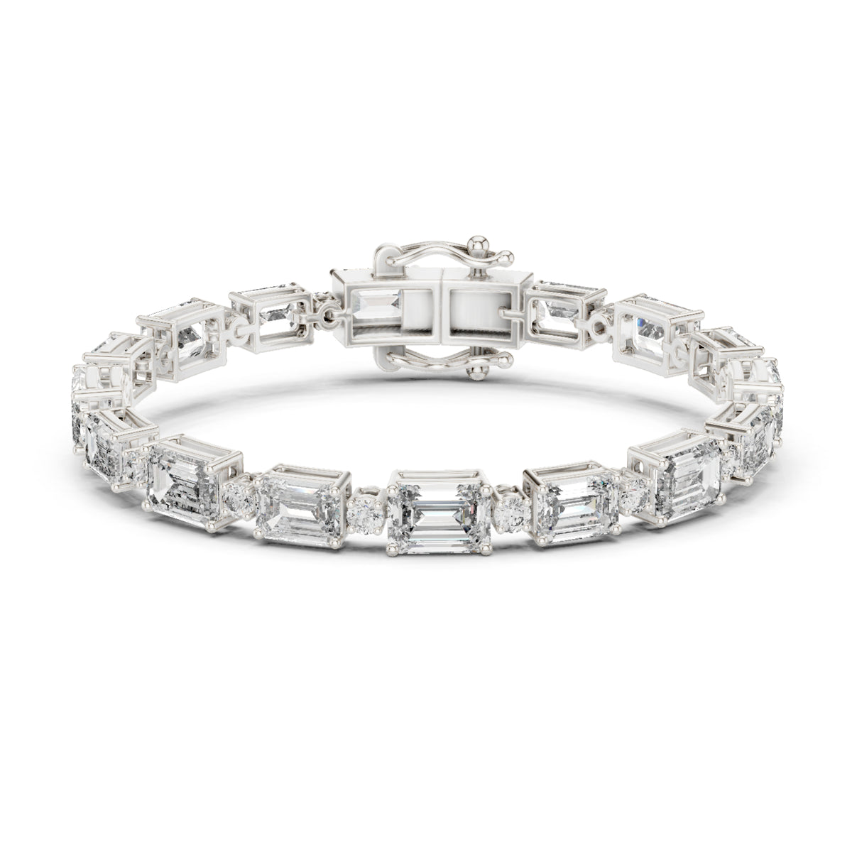 12.04 Ct Round And Emerald Shapes Diamond 14k Solid Gold Elegant Vintage Classic Tennis Bracelet Perfect Gift For Her - HIGHCARAT DIAMONDS