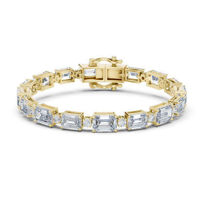12.04 Ct Round And Emerald Shapes Diamond 14k Solid Gold Elegant Vintage Classic Tennis Bracelet Perfect Gift For Her - HIGHCARAT DIAMONDS