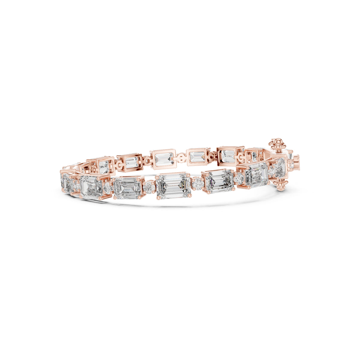 12.04 Ct Round And Emerald Shapes Diamond 14k Solid Gold Elegant Vintage Classic Tennis Bracelet Perfect Gift For Her - HIGHCARAT DIAMONDS