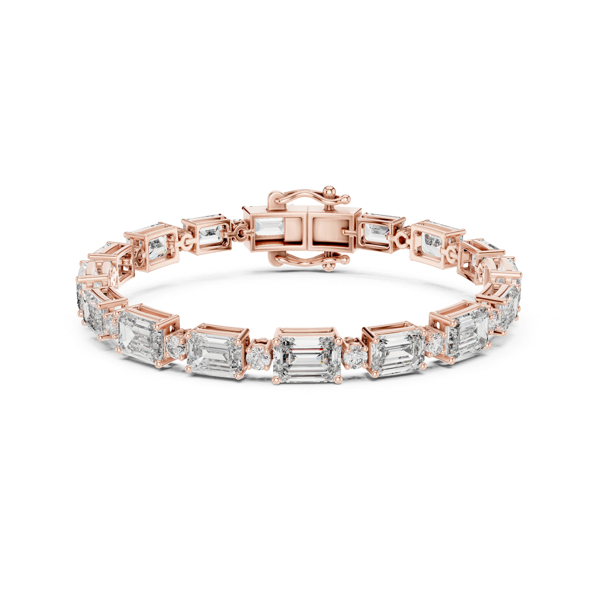 12.04 Ct Round And Emerald Shapes Diamond 14k Solid Gold Elegant Vintage Classic Tennis Bracelet Perfect Gift For Her - HIGHCARAT DIAMONDS