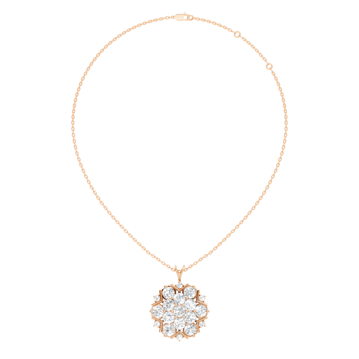 Classic 6.89 Ct Floral Cluster Lab-Grown Diamond Pendant 14k Gold Timeless Jewelry - HIGHCARAT DIAMONDS