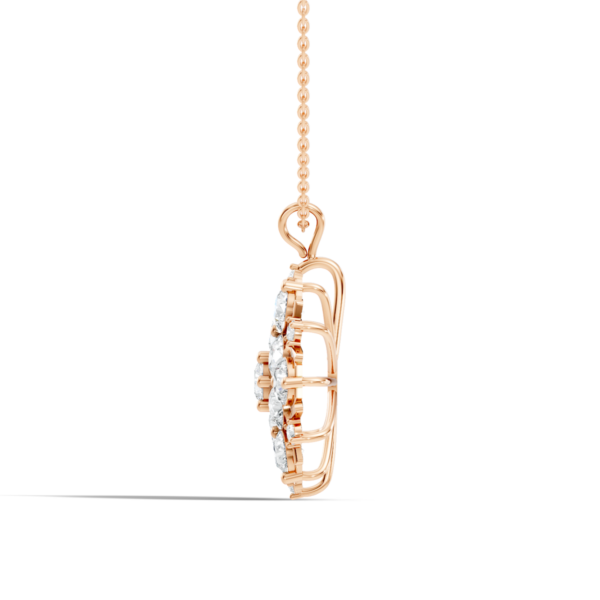 Classic 6.89 Ct Floral Cluster Lab-Grown Diamond Pendant 14k Gold Timeless Jewelry - HIGHCARAT DIAMONDS
