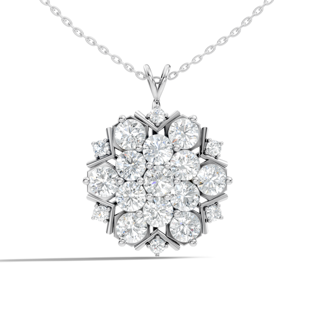 Classic 6.89 Ct Floral Cluster Lab-Grown Diamond Pendant 14k Gold Timeless Jewelry - HIGHCARAT DIAMONDS