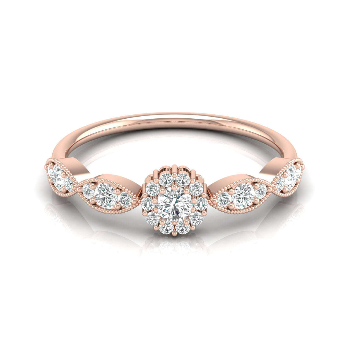 Round Halo lab grown Diamond Minimalist Ring - HIGHCARAT DIAMONDS
