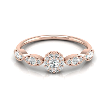 Round Halo lab grown Diamond Minimalist Ring - HIGHCARAT DIAMONDS