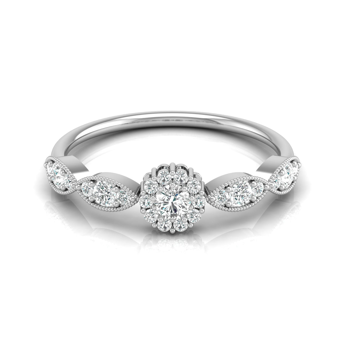 Round Halo lab grown Diamond Minimalist Ring - HIGHCARAT DIAMONDS