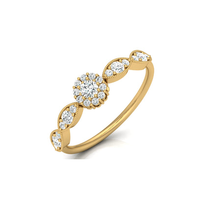 Round Halo lab grown Diamond Minimalist Ring - HIGHCARAT DIAMONDS