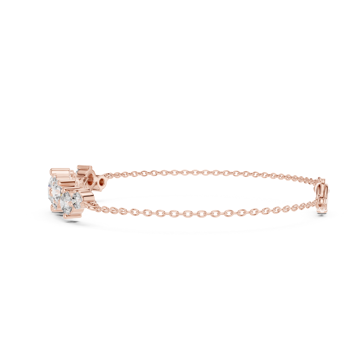 Round Lab Grown Cluster Line Charm Diamond Bracelet in Yellow Gold - HIGHCARAT DIAMONDS