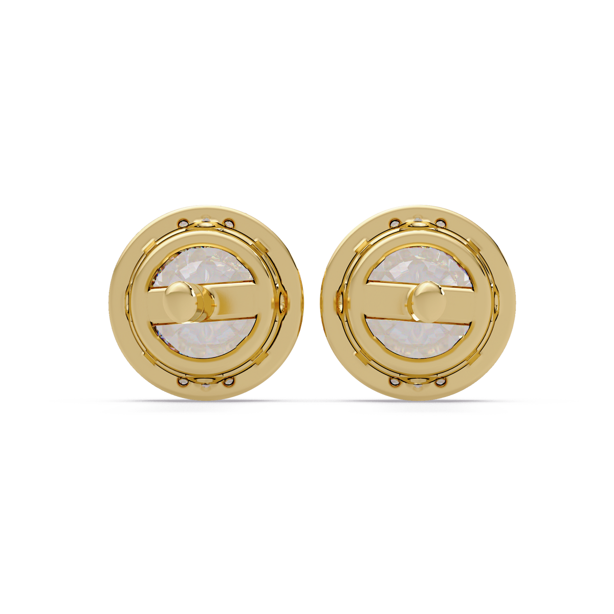 Round Lab Grown Diamond Accent Bezel Set Stud Earrings - HIGHCARAT DIAMONDS