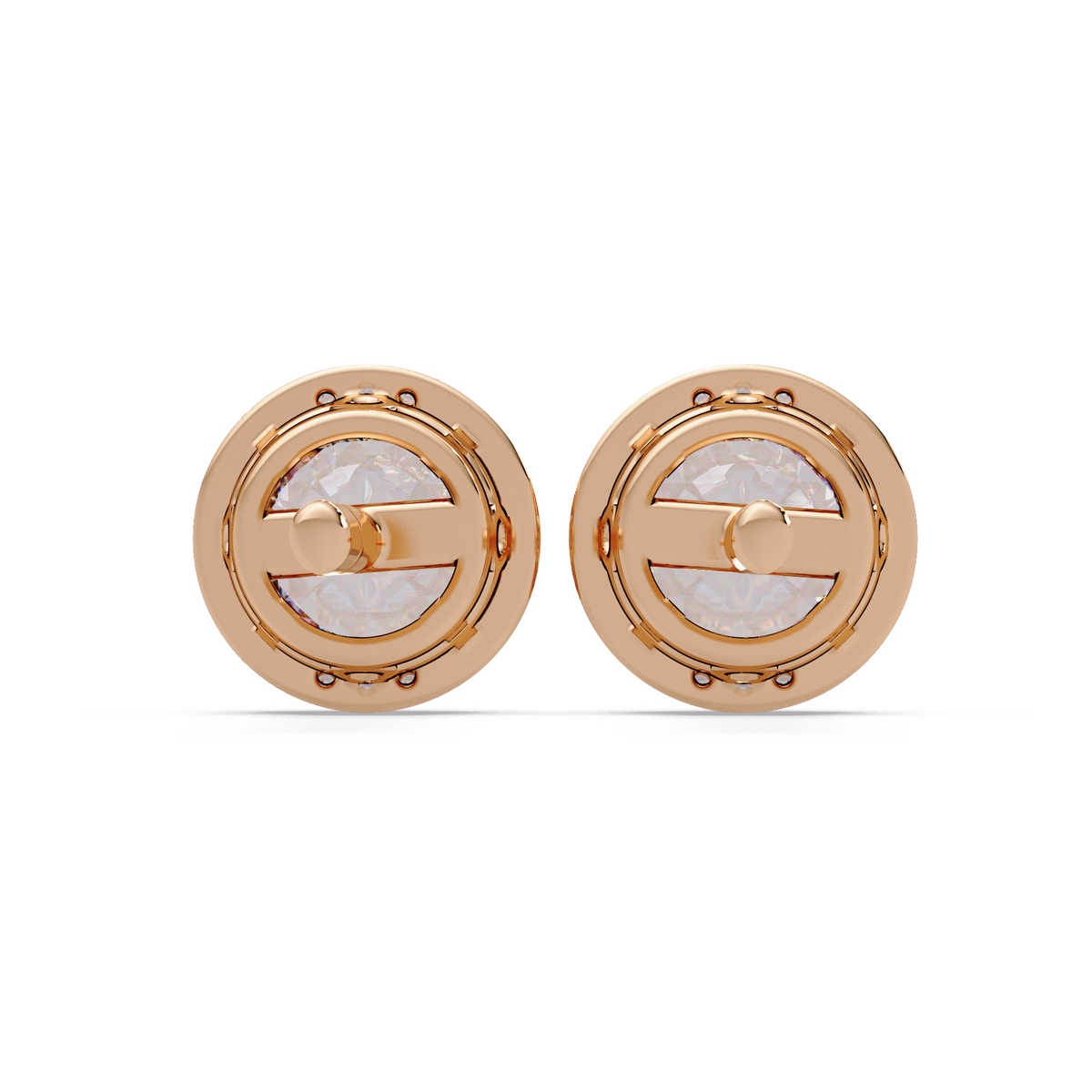 Round Lab Grown Diamond Accent Bezel Set Stud Earrings - HIGHCARAT DIAMONDS