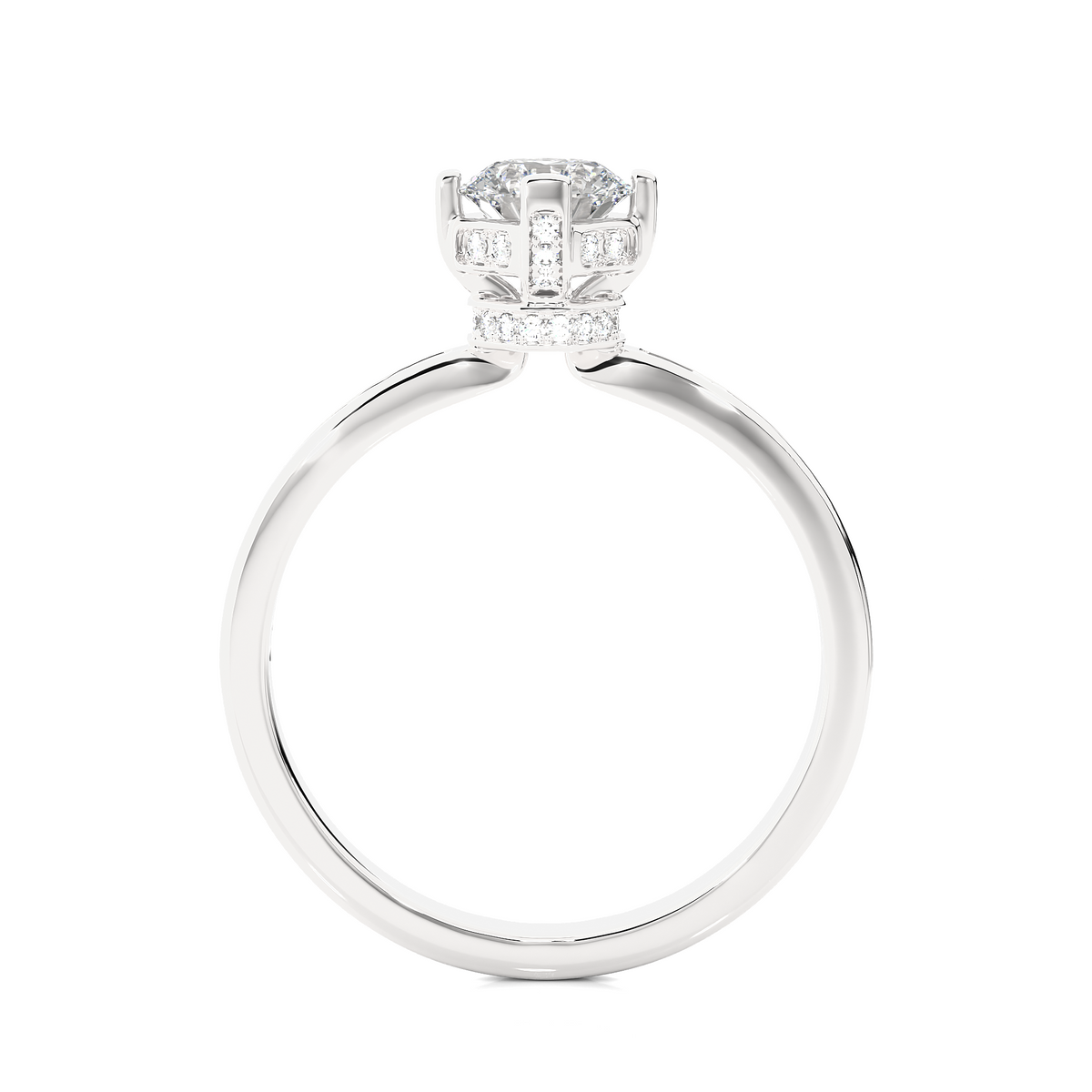 Round Cut Lab Grown  Diamond Halo Engagement 14K Solid Gold Ring For Her - HIGHCARAT DIAMONDS