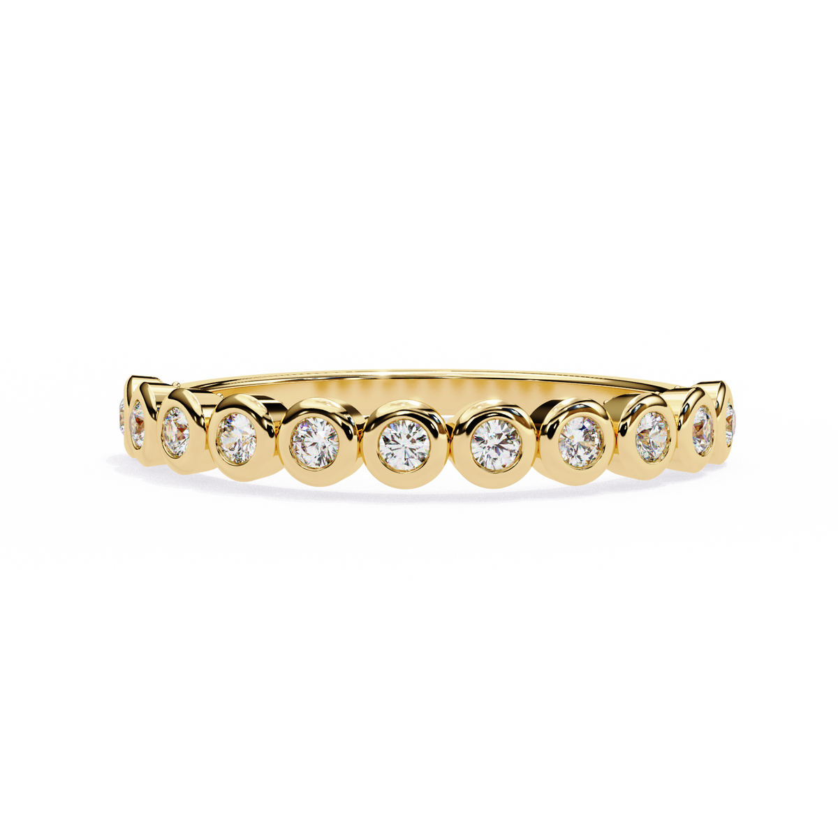 Round Cut Top Grade Lab Grown Diamond Elegant Half Eternity Minimalist Bezel Set Band Gift For Women's - HIGHCARAT DIAMONDS