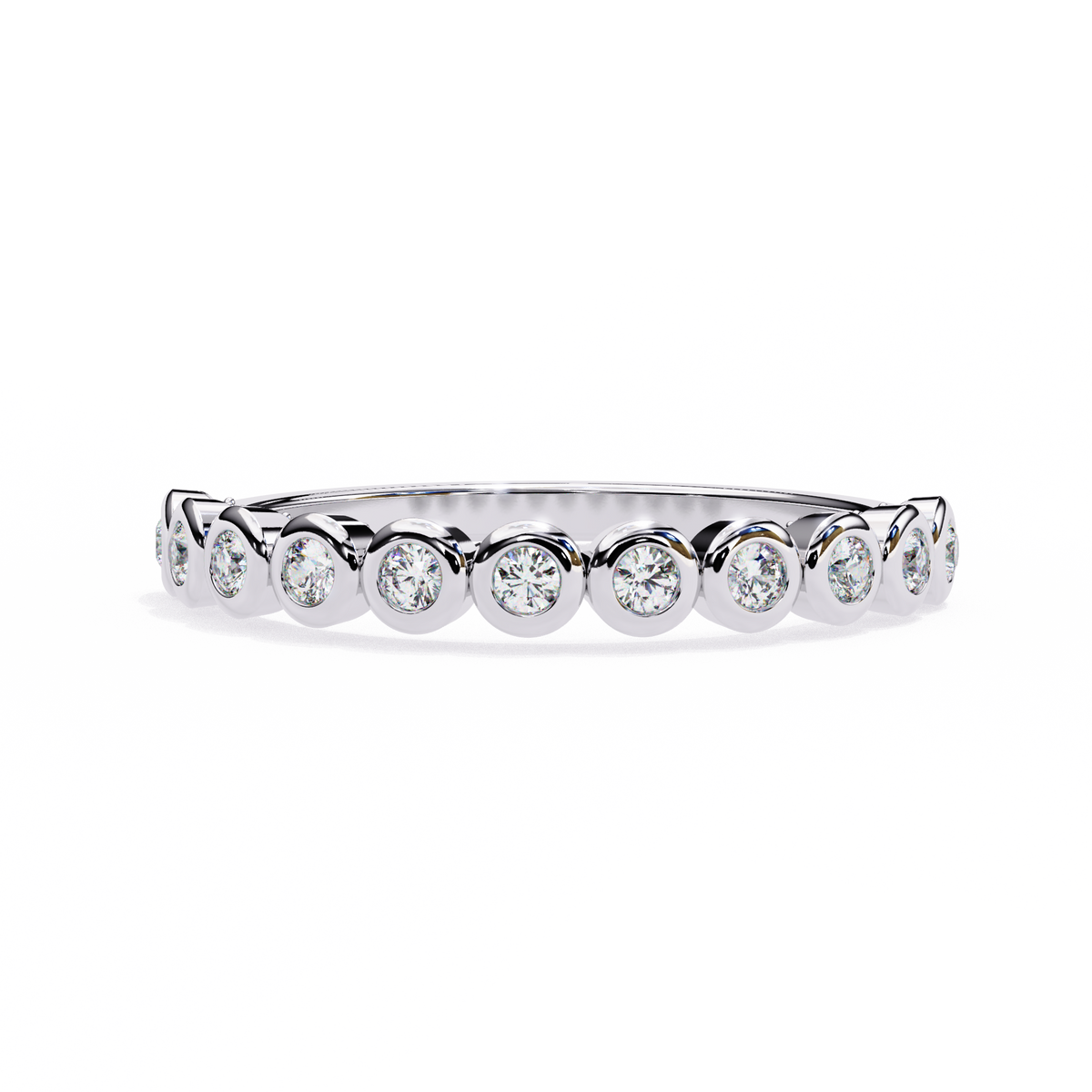 Round Cut Top Grade Lab Grown Diamond Elegant Half Eternity Minimalist Bezel Set Band Gift For Women's - HIGHCARAT DIAMONDS