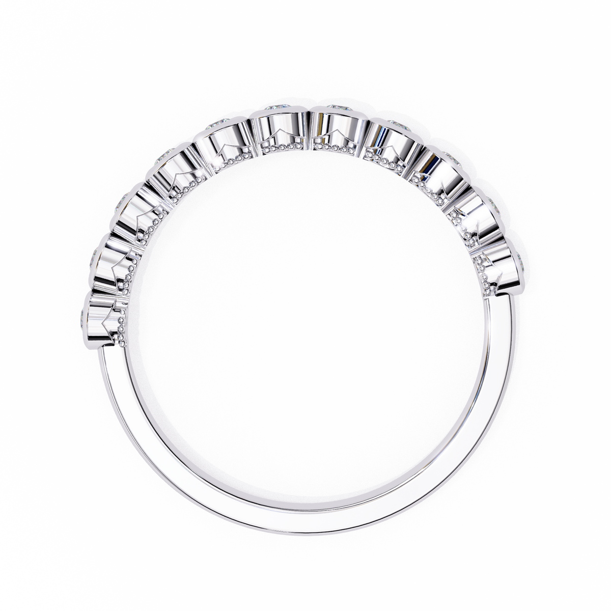 Round Cut Top Grade Lab Grown Diamond Elegant Half Eternity Minimalist Bezel Set Band Gift For Women's - HIGHCARAT DIAMONDS