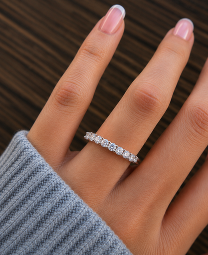 1.10 CT Round Diamond Half Eternity Wedding Band For her Sparkling Timeless beauty - HIGHCARAT DIAMONDS