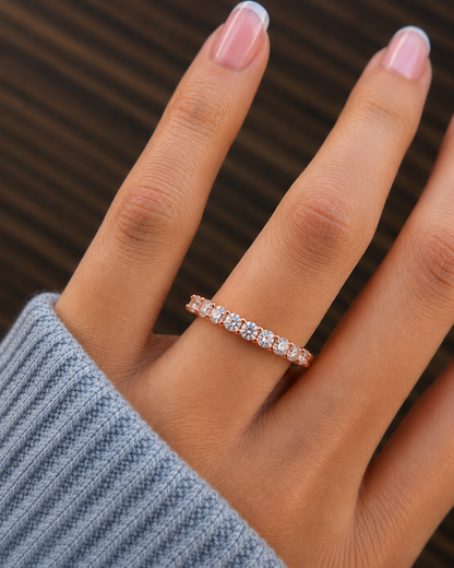 1.10 CT Round Diamond Half Eternity Wedding Band For her Sparkling Timeless beauty - HIGHCARAT DIAMONDS