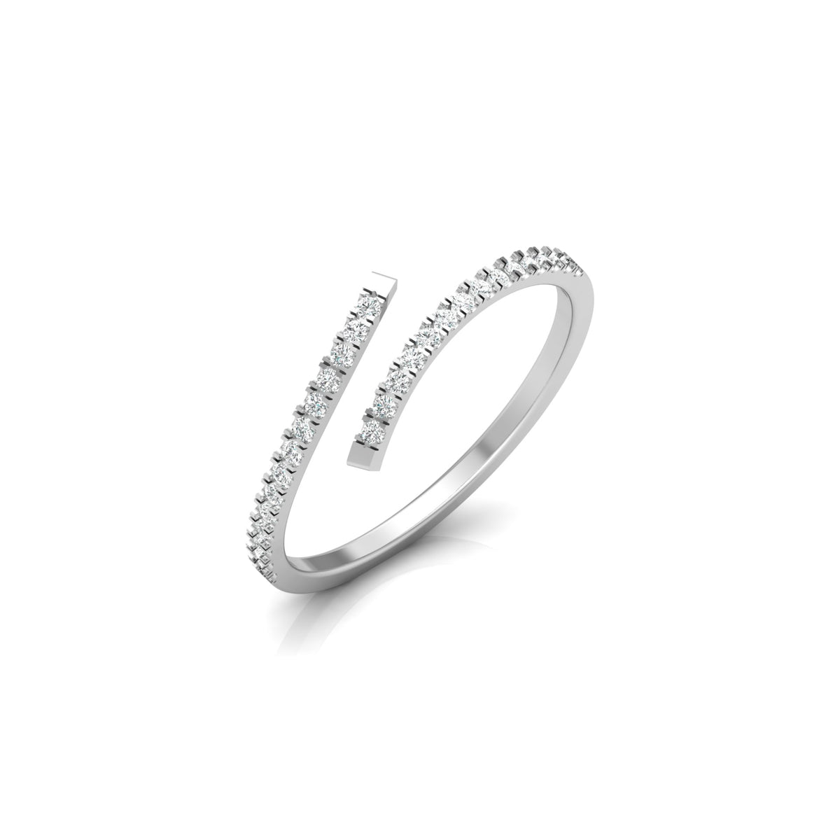 Bypass Round Diamond Band Ring Unique Curved Design for Modern Women in 10KT Gold Lab-Grown or Natural - HIGHCARAT DIAMONDS