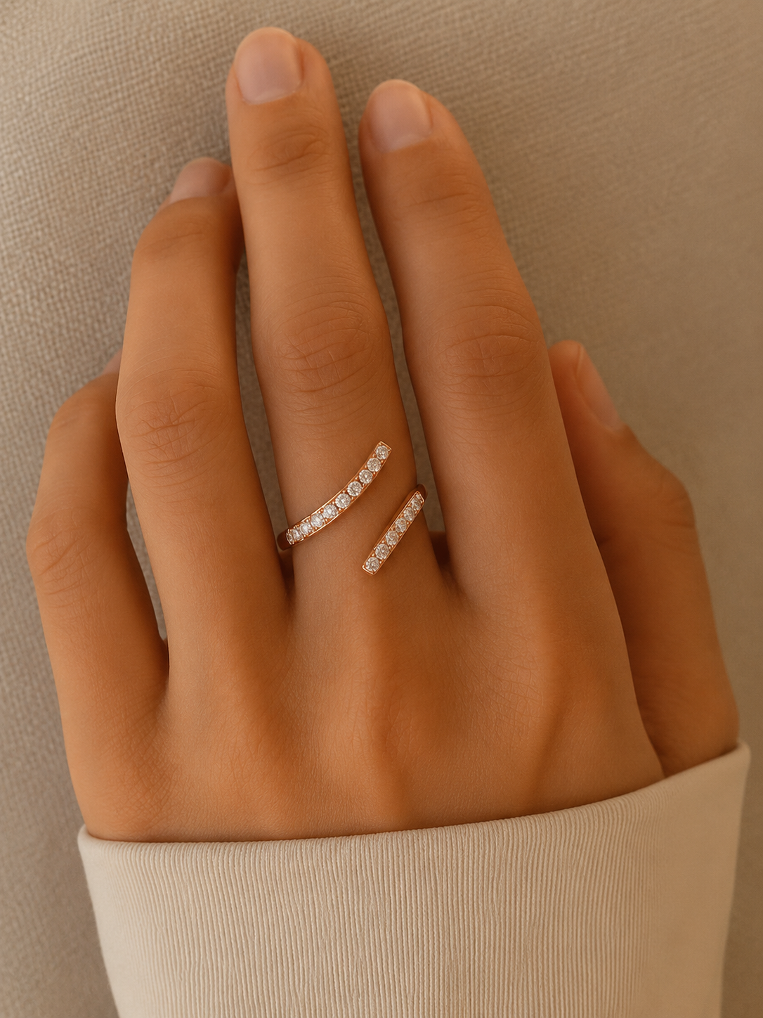Round Lab Grown Diamond Bypass Wedding Band - HIGHCARAT DIAMONDS