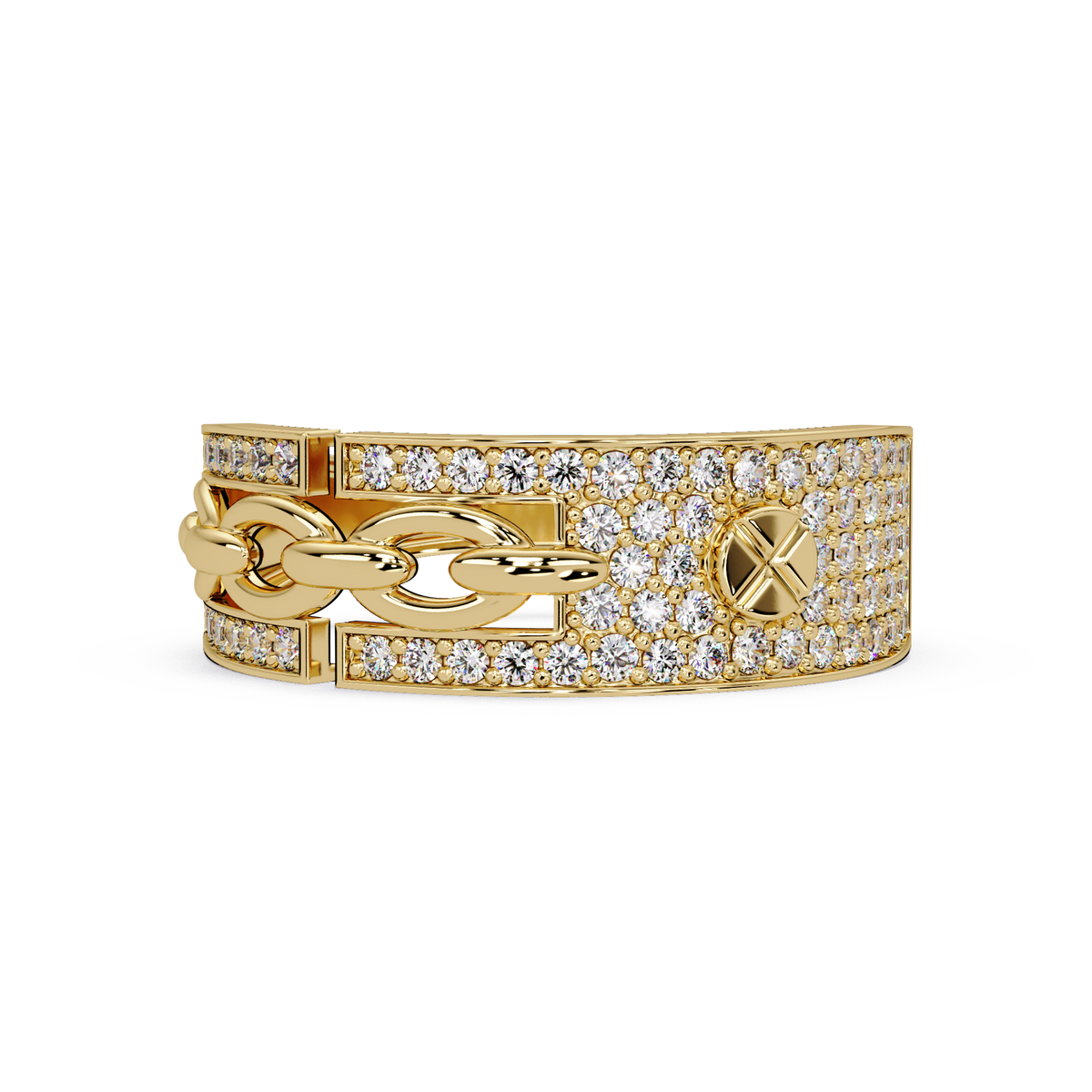 Round Lab Grown Diamond Chain Link Band Bold Ring - HIGHCARAT DIAMONDS