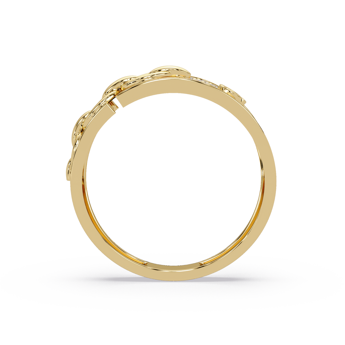 Round Lab Grown Diamond Chain Link Band Bold Ring - HIGHCARAT DIAMONDS