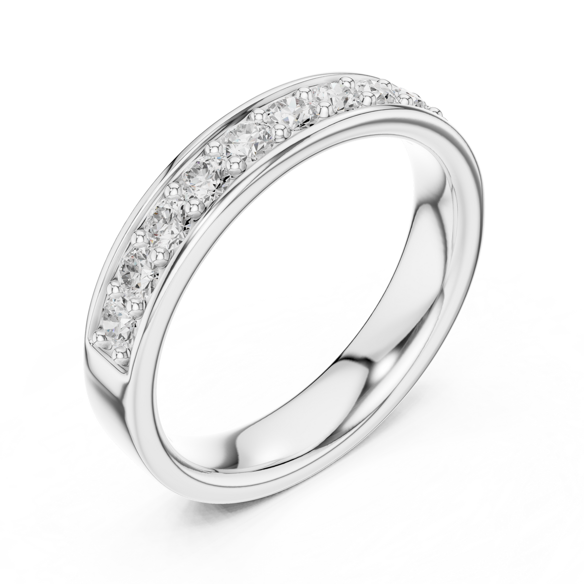 Elegant Round Cut Natural Diamond Art Deco Vintage Channel Set  Half Eternity Dainty Engagement Band - HIGHCARAT DIAMONDS