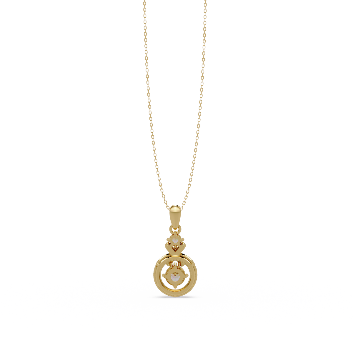 Round Lab Grown Diamond Circle X-Design Bail Halo Pendant - HIGHCARAT DIAMONDS
