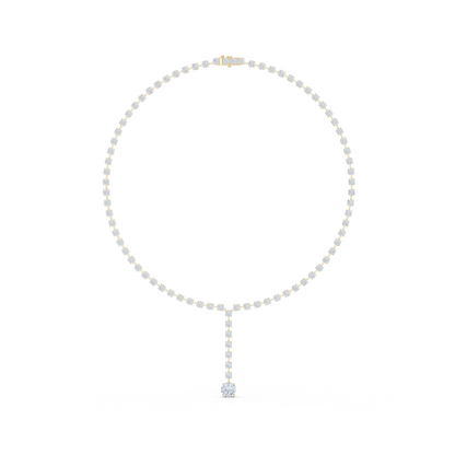 Round Shapes Lab Grown & Natural 13.44 Ct 10k Solid Gold Antiques Tennis Necklace For Her - HIGHCARAT DIAMONDS
