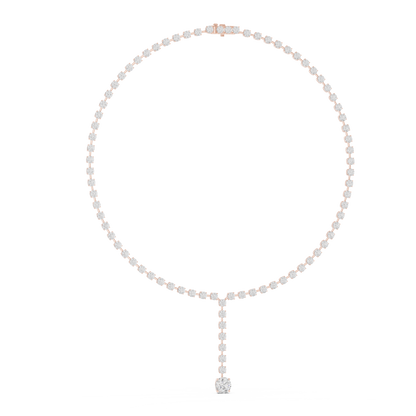 Round Shapes Lab Grown & Natural 13.44 Ct 10k Solid Gold Antiques Tennis Necklace For Her - HIGHCARAT DIAMONDS