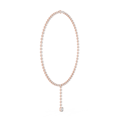 Round Shapes Lab Grown & Natural 13.44 Ct 10k Solid Gold Antiques Tennis Necklace For Her - HIGHCARAT DIAMONDS