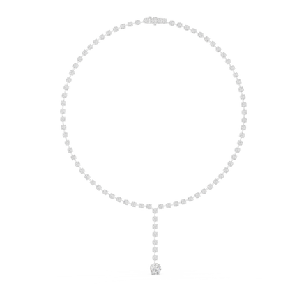 Round Shapes Lab Grown & Natural 13.44 Ct 10k Solid Gold Antiques Tennis Necklace For Her - HIGHCARAT DIAMONDS