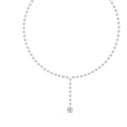 Round Shapes Lab Grown & Natural 13.44 Ct 10k Solid Gold Antiques Tennis Necklace For Her - HIGHCARAT DIAMONDS