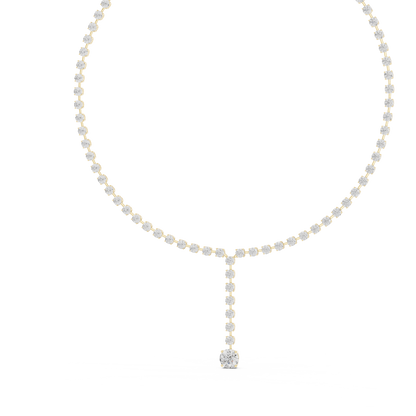 Round Shapes Lab Grown & Natural 13.44 Ct 10k Solid Gold Antiques Tennis Necklace For Her - HIGHCARAT DIAMONDS