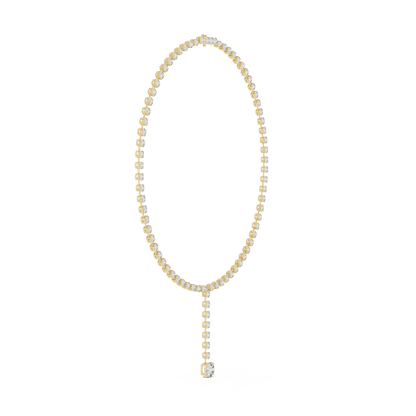Round Shapes Lab Grown & Natural 13.44 Ct 10k Solid Gold Antiques Tennis Necklace For Her - HIGHCARAT DIAMONDS