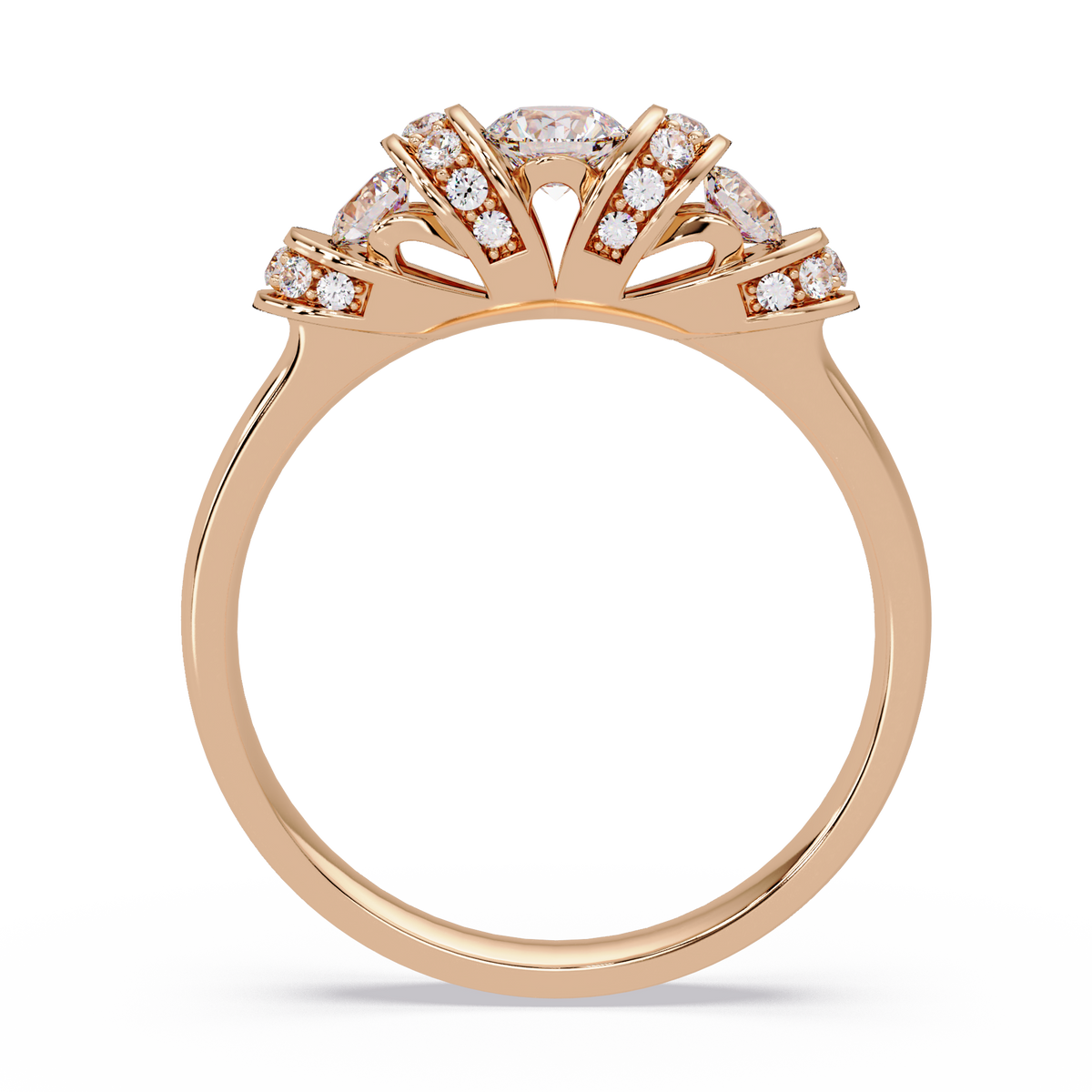 Round Lab Grown Diamond Cluster Band Ring - HIGHCARAT DIAMONDS