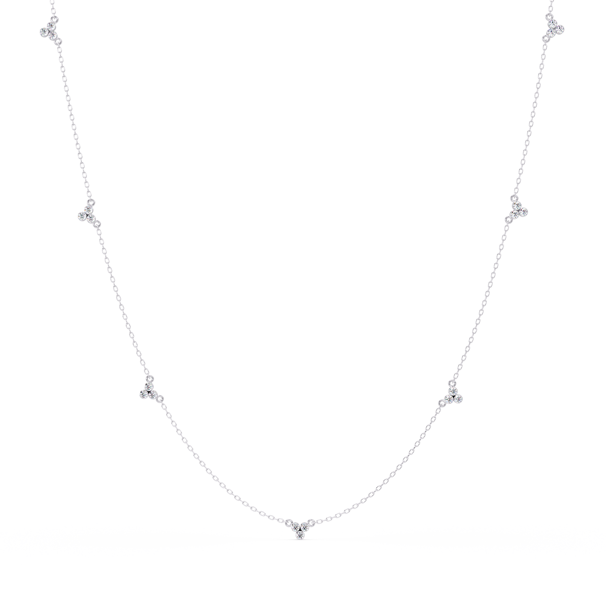 Round Lab-Grown Diamond Cluster Station Necklace in Yellow Gold - HIGHCARAT DIAMONDS
